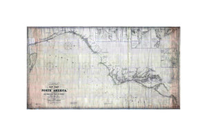 An extremely scarce, highly decorative, and monumentally proportioned 1855 sea chart or maritime map detailing the eastern coast of the United States from New York City to southern Florida (roughly around Palm Beach). The map was prepared by the British