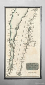 A fine example of John Thomson's 1814 map of the St. Lawrence River from Lake Ontario to Manicouagan Point, Quebec, Canada. Divided into two sections. The left section covers the river from Manicouagan Point to Quebec City. The right section continues al
