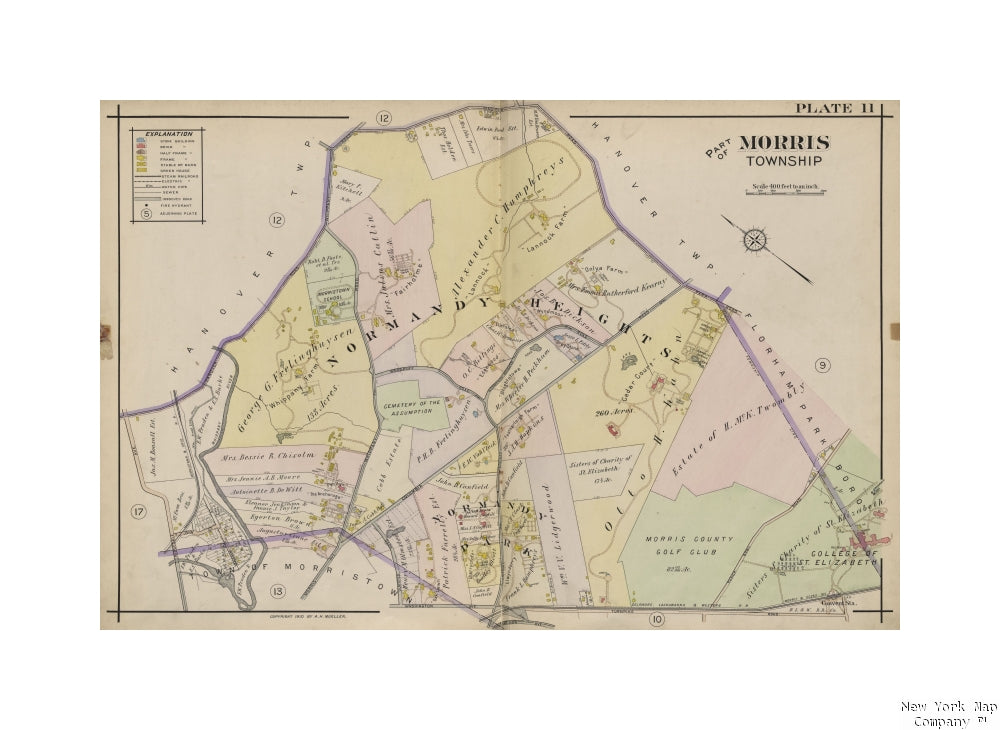 map of Philadelphia: Morris County, Double Page Plate No. 11 Map bounded by Madison Ave., Park Rd., Turnpike Rd., Washington Ave., Ridgedale Ave Mueller, August H., -- cpub. (Publisher) Publisher/ A. H. Mueller,