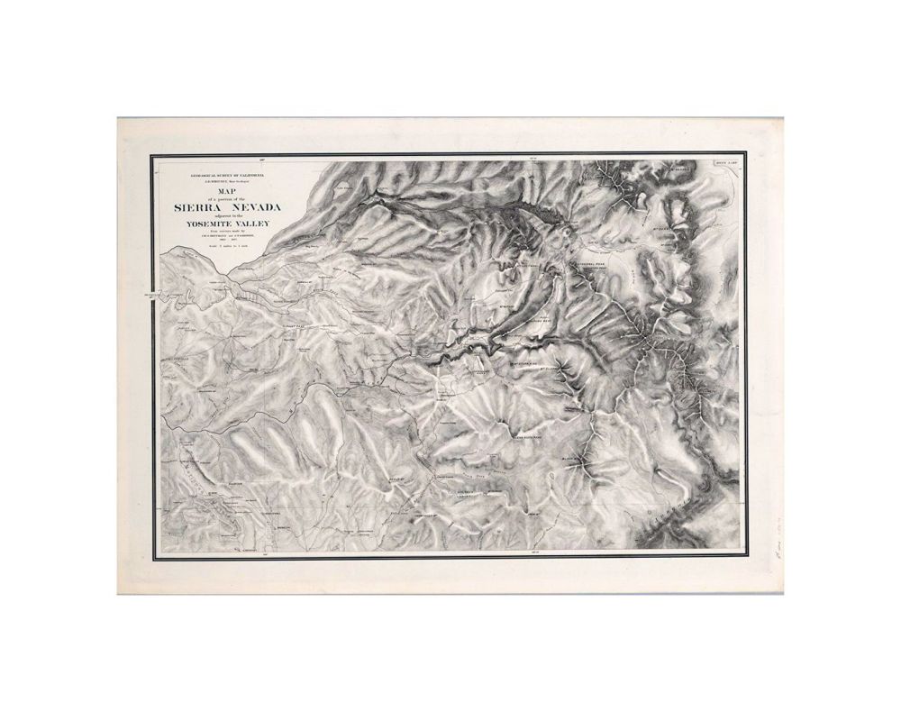 Map of a Portion of the Sierra Nevada adjacent to Yosemite Valley, from surveys made by Chs. F. Hoffmann and J.T. Gardner, 1863 -1867. Geological Survey of California, J.D. Whitney, State Geologist. J. Bien, Lith. N.Y., Map of a Portion of the Sierra Nev
