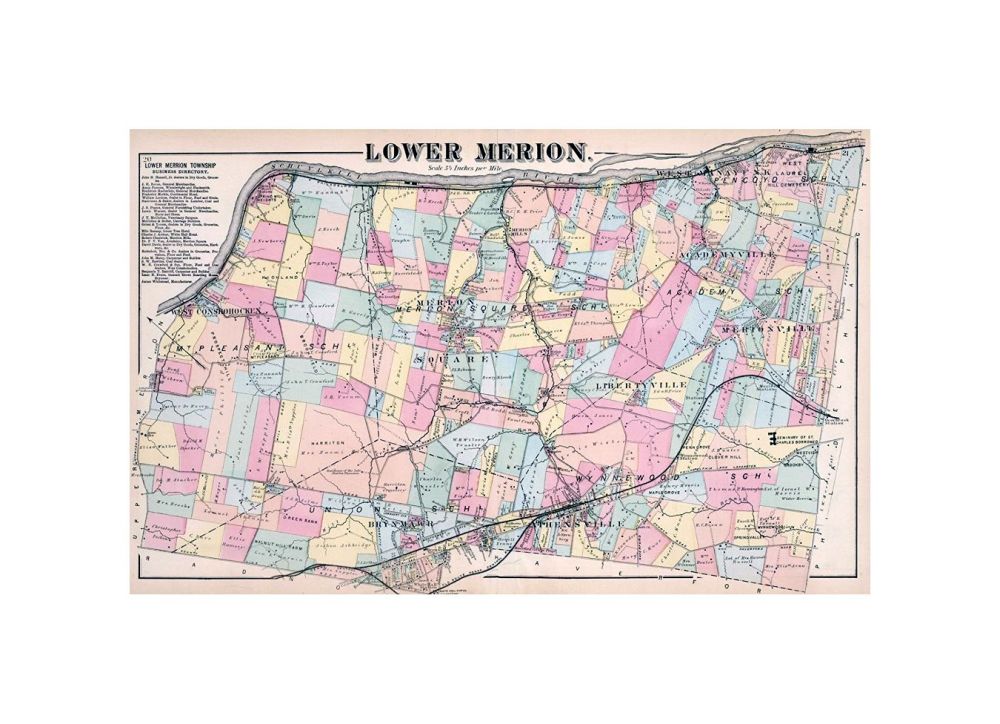 Lower Merion., Atlas Of The County Of Montgomery and the State of Pennsylvania From actual surveys and official records, Compiled and Published By G.M. Hopkins and Co. 320 Walnut St, Philadelphia. 1871. Assistant Surveyors: H.W. Hopkins, W.S. MacCormac,