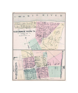 Georgetown. Green TP. (inset) Darlington. (to accompany) Caldwell's Illustrated, Historical, Centennial Atlas Of Beaver County, Pennsylvania. From actual Surveys by and under the directions of J.A. Caldwell. Assisted by C.T. Arms, Sr. C.E. J.A. Underwood