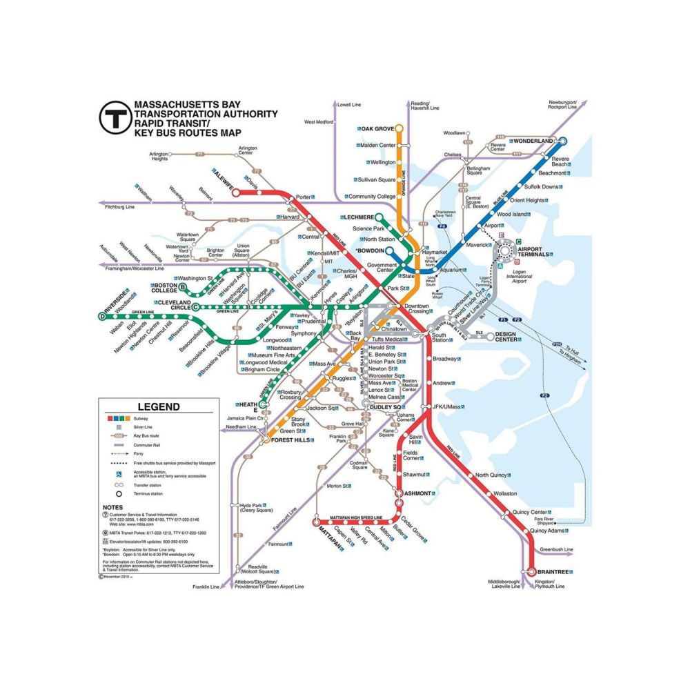 MBTA Rapid Transit Map 2010