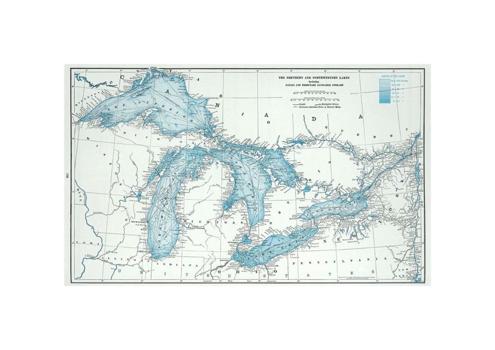 The Northern and Northwestern Lakes including Canals and Tributary Navigable Streams., Hammond's New World Atlas. Containing New and Complete Historical, Economic, Political and Physical Maps of the Entire World in, Full Colors with Complete Indexes and