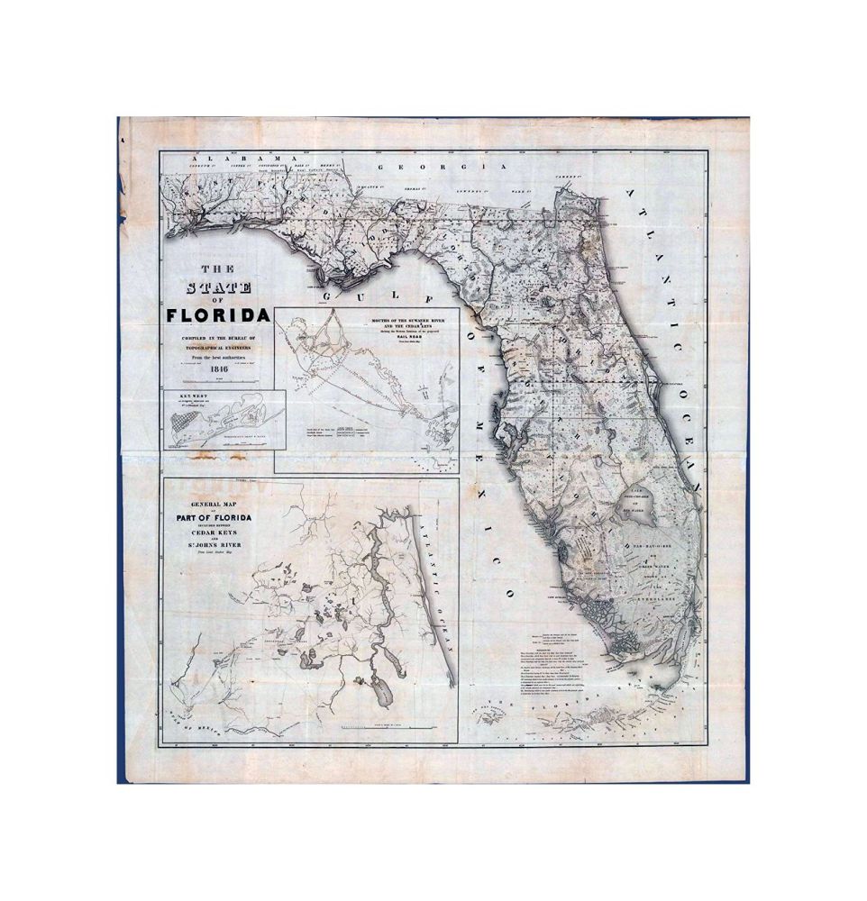 The state of Florida: Compiled in, the Bureau of Topographical Engineers from the best authorities, compiled in, the Bureau of Topographical Engineers from the best authorities ; by J. Goldsborough Bruff ; D. Mc. Clelland, sc., Wash'n. (insets) Key West