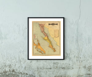 National Atlas, 1886 Baja California., Historic Antique Vintage Map Reprint