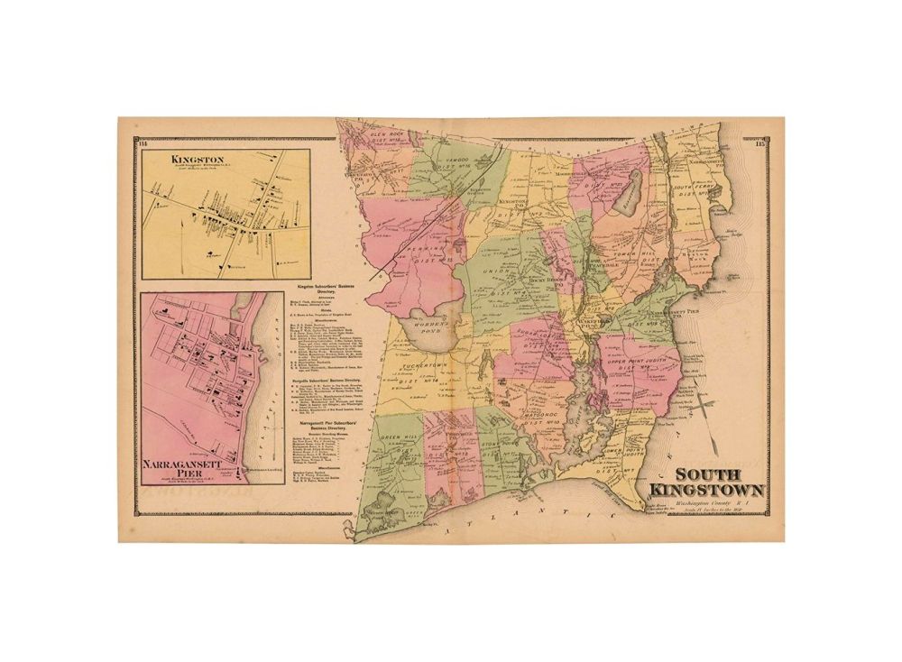 Atlas of The State of Rhode Island, South Kingstown 1870