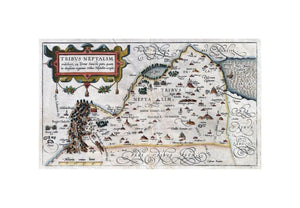 A fine example of Christian van Adrichem's rare 1590 map of the lands granted to the Tribe of Naphtali at the time of Joshua's division of the Twelve Tribes. The map is oriented to the east and covers form the Sea of Galilee northwards along the Jordan R