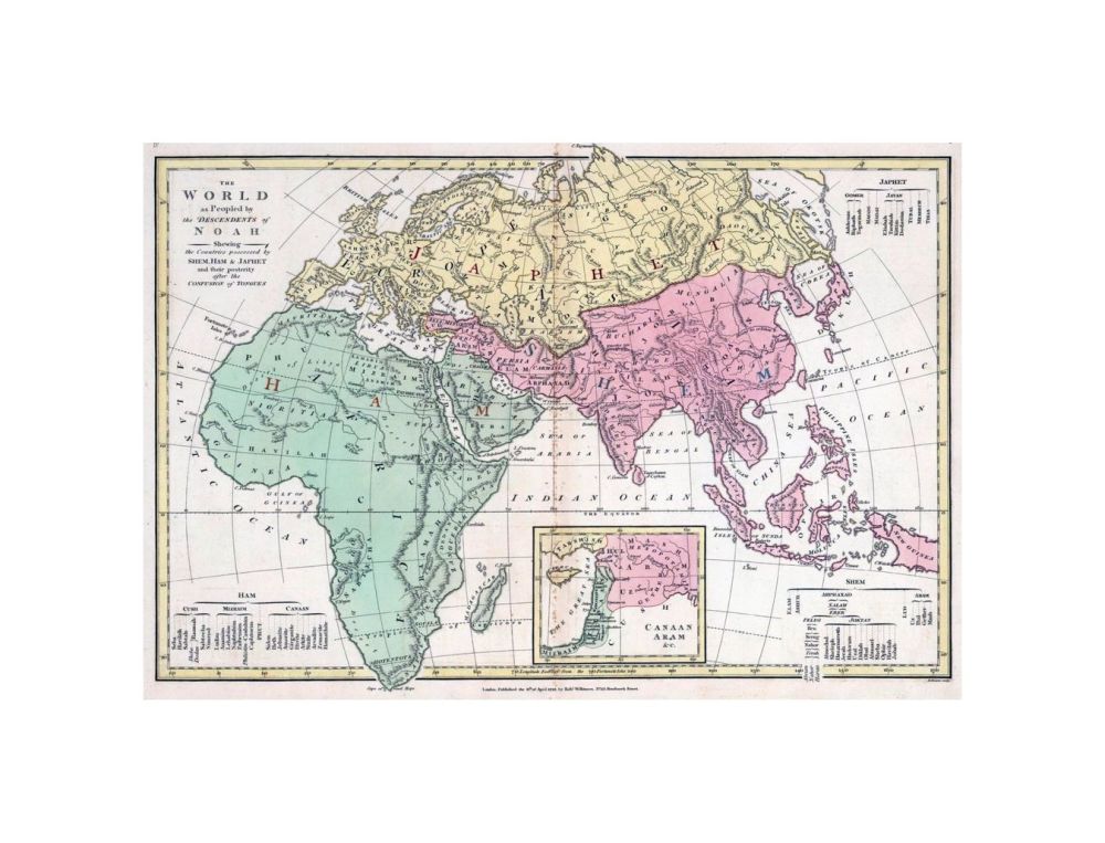 The World as Peopled by the Descendants of Noah Shewing the Countries Possessed by Shem, Ham and Japhet and their posterity after the confusion of tongues., Wilkinson's Atlas Classica Being A Collection of Maps of the Countries Mentioned By the Ancient A
