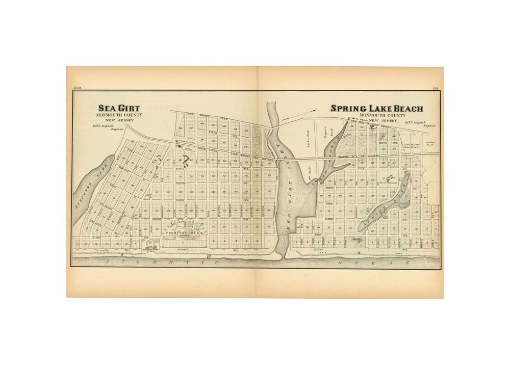 Atlas of the New Jersey Coast, Sea Girt and Spring Lake Beach 1878