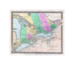 This is an attractive 1835 first edition map of Upper Canada or Ontario by David H. Burr. Centered on Lake Ontario, this map covers from Lake Erie northward to Lake Nippissing. Throughout, various cities, rivers, mountain, passes, and an assortment of ad