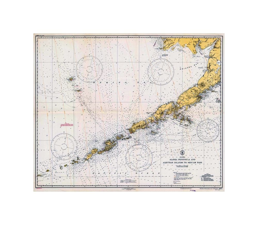 Alaska - Alaska Peninsula and Aleutian Islands to Seguam Pass. Published at Washington, D.C., May 1941 by the U.S. Coast and Geodetic Survey. L.O. Colbert, Director. United States Department of Commerce. (Alaska Peninsula, etc.) U.S.C. and G.S. 8802., Al