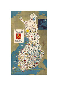 Historic Map, Finland Suomi 1949, Historic Antique Vintage Map Reprint