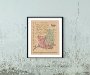 McNallys Improved System of Geography, Arkansas and Louisiana and Mississippi 1856