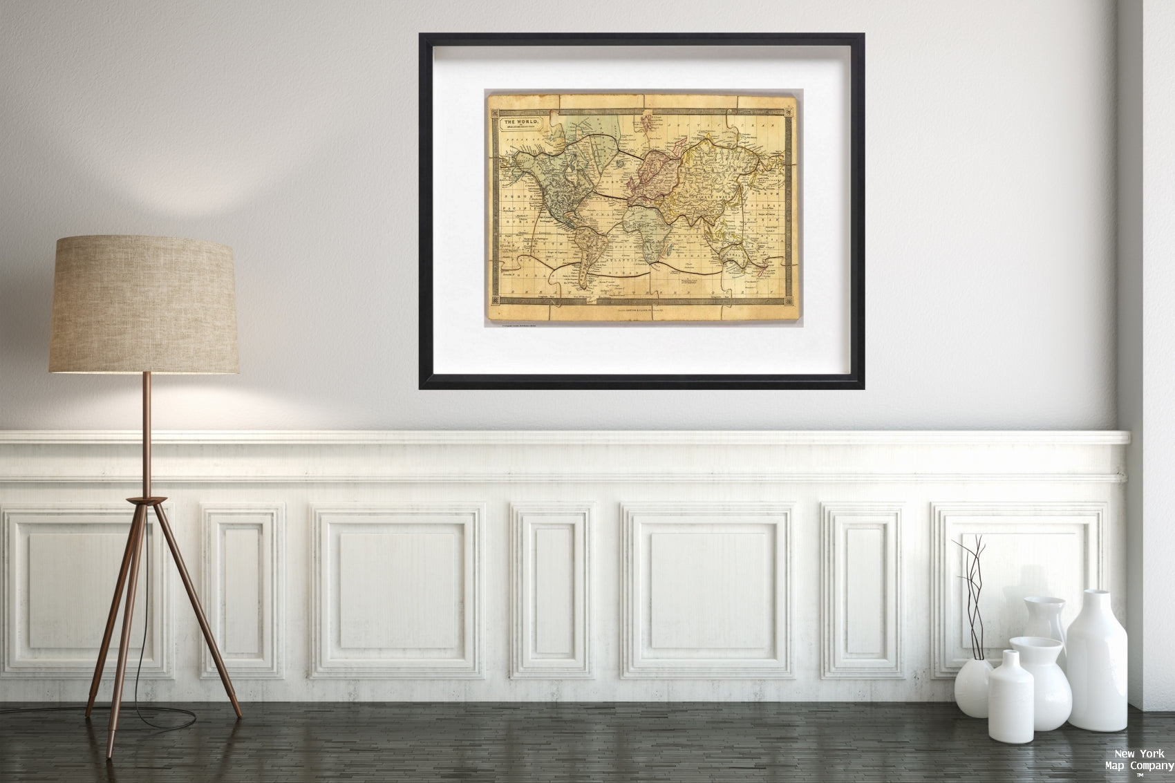 The World on Mercators Projection. London, Darton and Clark, 58 Holborn Hill., Humphries Dissected Map Of The World. Warrented Perfect., The full-color vintage map is titled á´The World, On Mercator's Projection" and is published by Darton and Clark of L