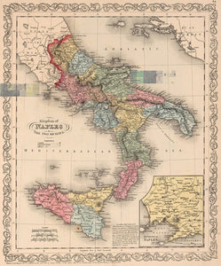 Kingdom of Naples or The Two Sicilies. 64. Entered... 1859, by Charles Desilver... Pennsylvania. (inset) Environs of Naples. (to accompany) A New Universal Atlas Containing Maps of the various Empires, Kingdoms, States and Republics Of The World., A New