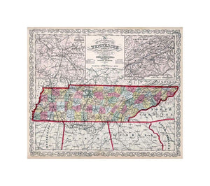 The Tourist's Pocket Map of the State of Tennessee. Exhibiting its Internal Improvements, Roads, Distances, andc by J.H. Young. Philadelphia, Published By Charles Desilver, 1862. Entered according to Act of Congress in, the year 1862 by Charles Desilver