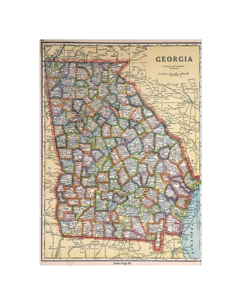 Georgia. (Copyrighted by) National Map Company, Indianapolis. (to accompany) Official Paved Road and Commercial Survey of the United States., Official Paved Road and Commercial Survey of the United States.