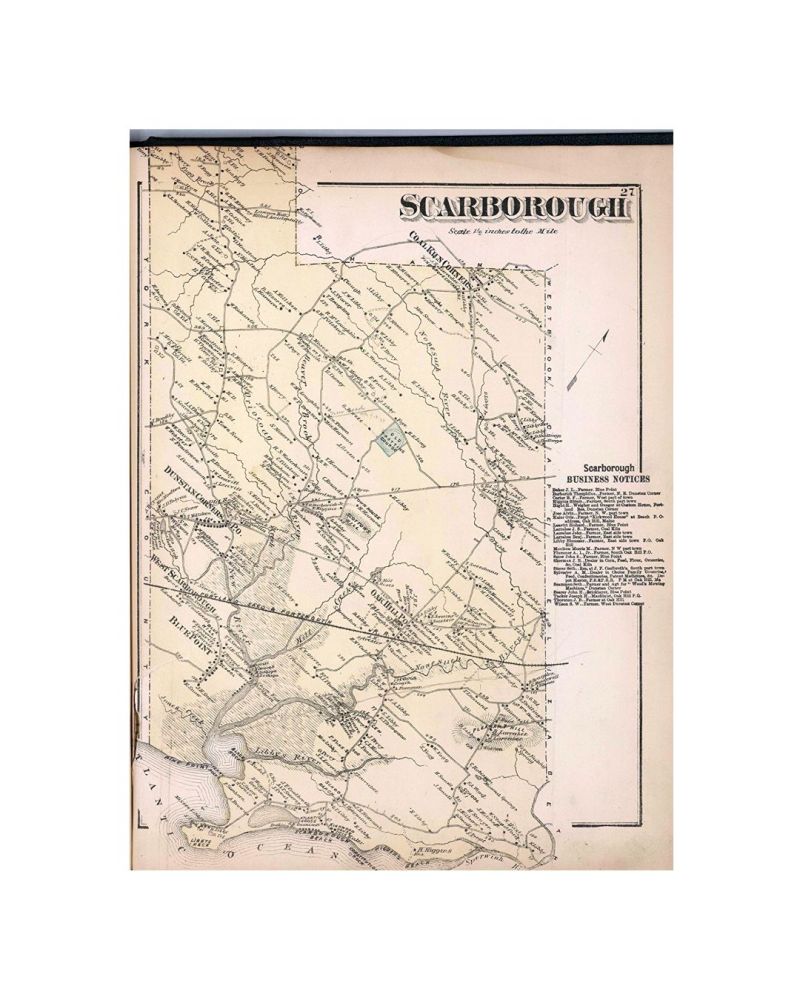 Scarborough., Atlas Of Cumberland County, Maine. From actual Surveys by and under the Direction of F.W. Beers. Assisted by Geo. P. Sanford and Others, Published by F.W. Beers and Co. 93 and 95 Maiden Lane, New York. 1871. Entered... 1871 by F.W. Beers an