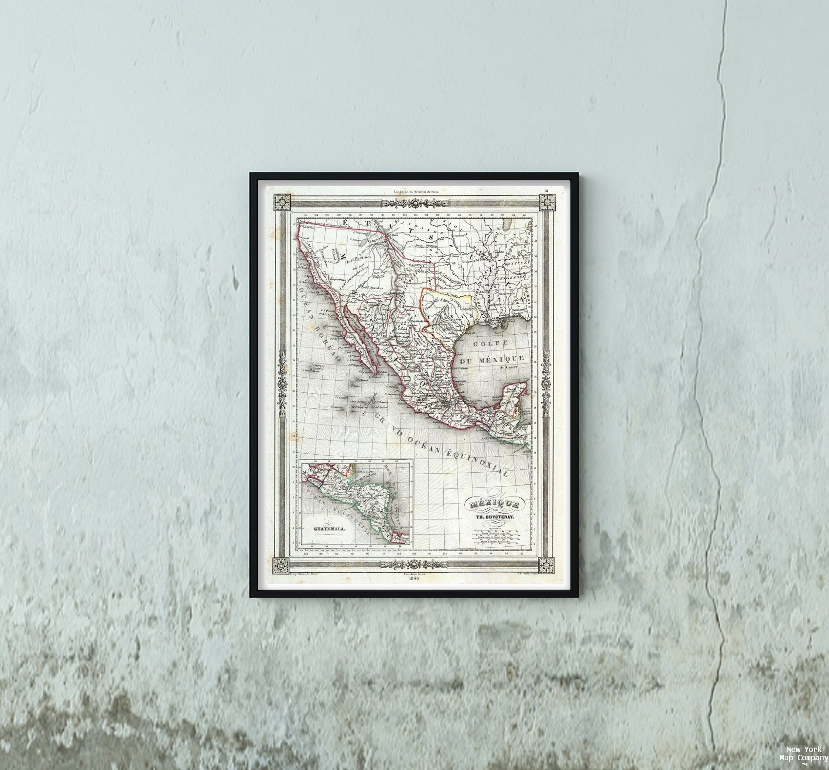 This is a highly desirable 1846 map of Mexico by Thunot Duvotenay. Duvotenay published several different editions of this Mexico map - this being the most desirable due to its depictions of the ephemeral Republic of Texas. The map covers all of modern da