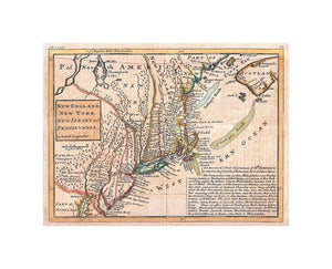 1729 Moll of New York, New England, and Pennsylvania (First Postal of New Englan - New York Map Company