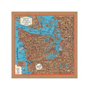 24in, Hysterical Map of Olympic Peninsula and Puget Sound Country, a Trifle Cockeyed., Hysterical Map of Olympic Peninsula and Puget Sound Country, a Trifle Cockeyed.,