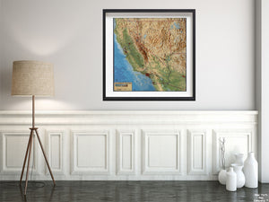 Wall Map, California -- Physical 1997, Historic Antique Vintage Map Reprint