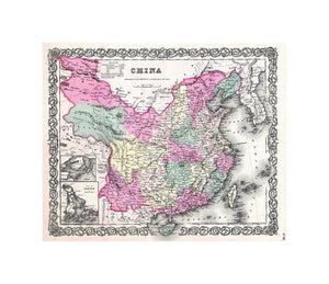 A beautiful 1855 first edition example of Colton's map of China, Korea, and Taiwan. Covers from Mongolia to Hainan and from Tibet to Korea. Color coded according to various provinces and states. Identifies both the Great Wall and the Grand Canal. Taiwan