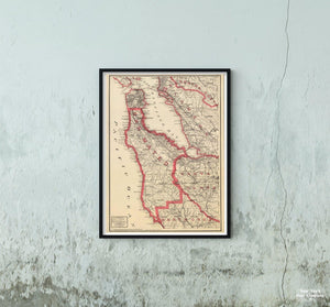 (South San Francisco Bay Area)., (South San Francisco Bay Area)., Outline color. - New York Map Company