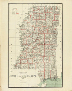 Department Of The Interior General Land Office J.A. Williamson, Commissioner. State of Mississippi. 1878. Compiled from the official Records of the General Land Office and other sources by C. Roeser, Principal Draughtsman G.L.O. Photo lith and print by J