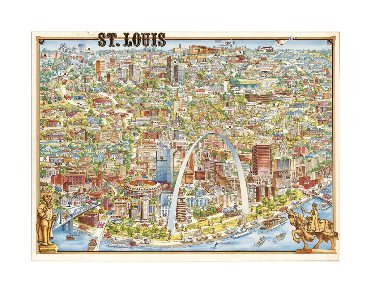 18in, Historic Map, St. Louis. Dodds. Archar Inc. 1978, Historic Antique Vintage Map Reprint