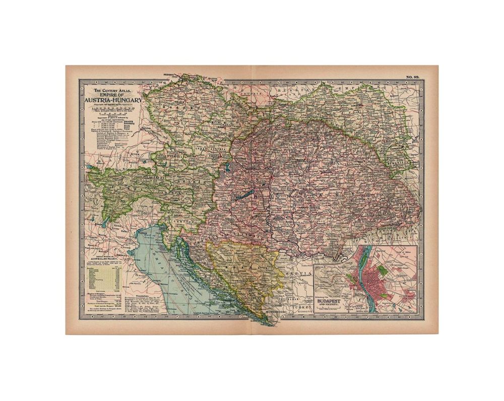 Century Atlas of the World, Austria and Hungary and Czech Republic and Slovakia and Slovenia and Bosnia and Poland 1914