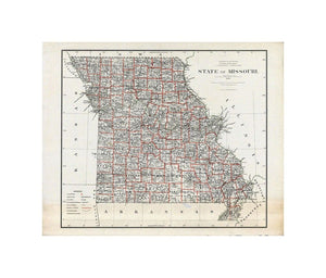 Department Of The Interior General Land Office J.A. Williamson, Commissioner. State of Missouri. 1878. Compiled from the official Records of the General Land Office and other sources by C. Roeser, Principal Draughtsman G.L.O. Photo lith and print by Juli