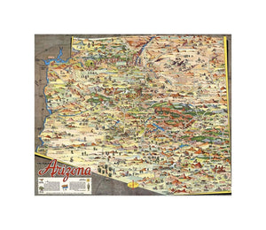 A pic-tour map of Arizona. (on lower right margin) D.B. Distributed by Petley Studios, Inc., 4051 East Van Buren, Phoenix, Arizona. Your souvenir pic-tour map of Arizona: where to go, what to see. Price 59 Cents., A pic-tour map of Arizona. (on lower rig