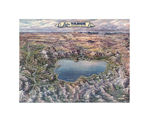 Lake Tahoe, California-Nevada. Painted by Gerald A. Eddy. Glandale, California. Map Courtesy Lake Tahoe-Sierra Chamber of Commerce. Copyright 1957. (0n verso: cover title) Lake Tahoe: Lake Tahoe-Sierra Camber of Commerce, California - Nevada. Frasher Col