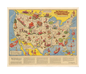 Bill Whiffletree's Bootleggers' Map of the United States., 1930, Historic Antique Vintage Map Reprint