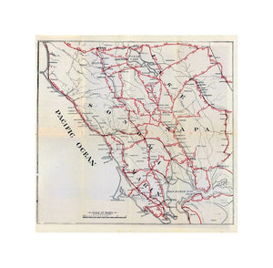 23in, Untitled map of Sonoma, Marin, Lake, and Napa Counties., The Cyclers' Guide and Road Book of California Containing Map of California in, relief with principal Roads, Seven Sectional Maps showing all available Roads for Cyclers from Chico to San Die