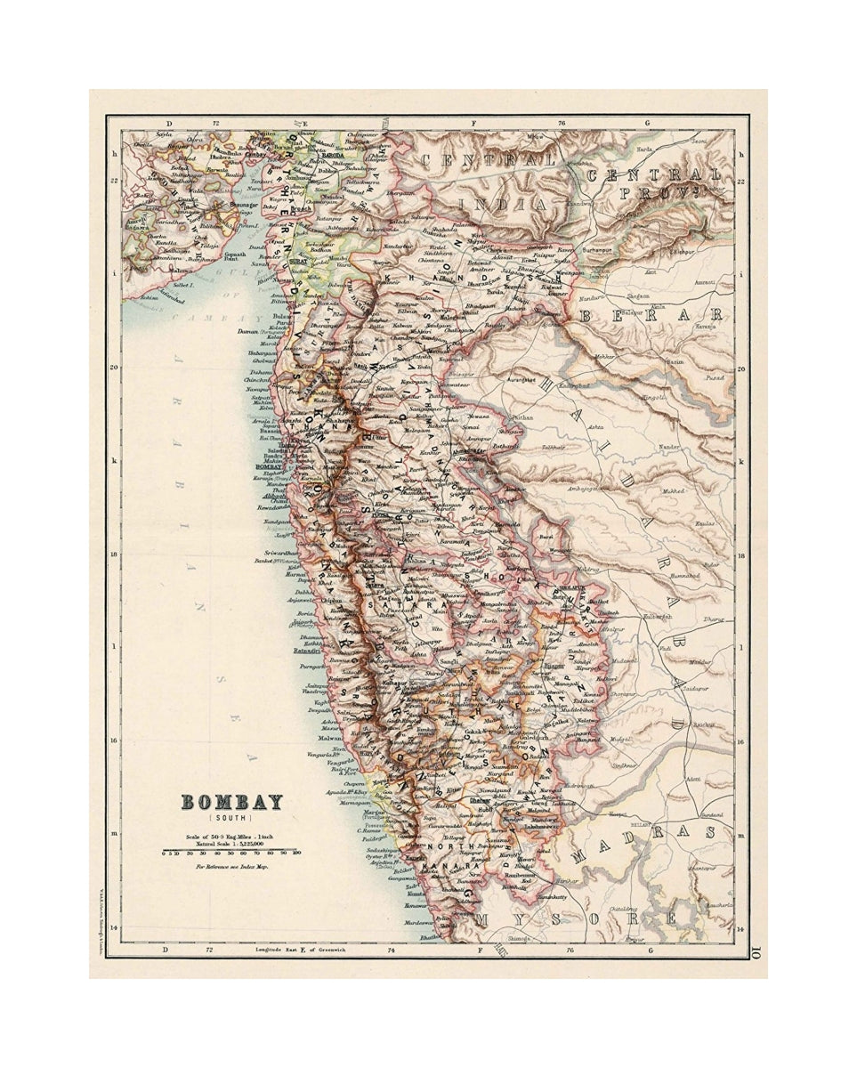 Bombay (South). W. and A. K. Johnston. Edinburgh and London. (to accompany) Atlas of India: containing sixteen maps and complete index, with an introduction. By Sir W.W. Hunter, K.C.S.I. 1894., Atlas of India: containing sixteen maps and complete index,
