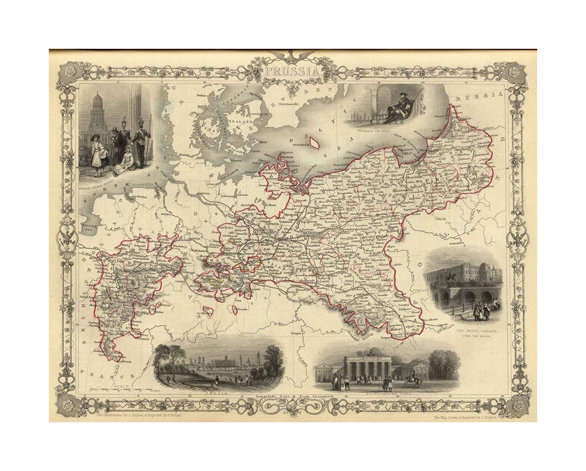 Prussia. The Illustrations by J. Salmon and Engraved by S. Fisher. The Map Drawn and Engraved by J. Rapkin., The Illustrated Atlas, And Modern History Of The World Geographical, Political, Commercial and Statistical, Edited By R. Montgomery Martin, Esq..