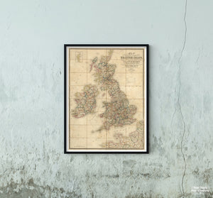 Map Of The Superficial Geology Of The British Isles, With The Physical And Topographical Features, The Line Of Railways, their Primary and Intermediate Stations, The General Internal Communication Of The Countries, and the Steam Packet Routes, with the D