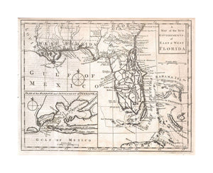 Featured here is a rare and important map of Florida issued for Gentleman's Magazine in, 1763 to describe the new territories of British Florida. The map depicts the provinces of East and West Florida as they emerged following the Treaty of Paris that en