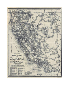 Midget Map Of The Best Roads Of California And Nevada. The Clason Map Co. Chicago-Denver. Copyrighted The C.M. Co. All Rights Reserved.,