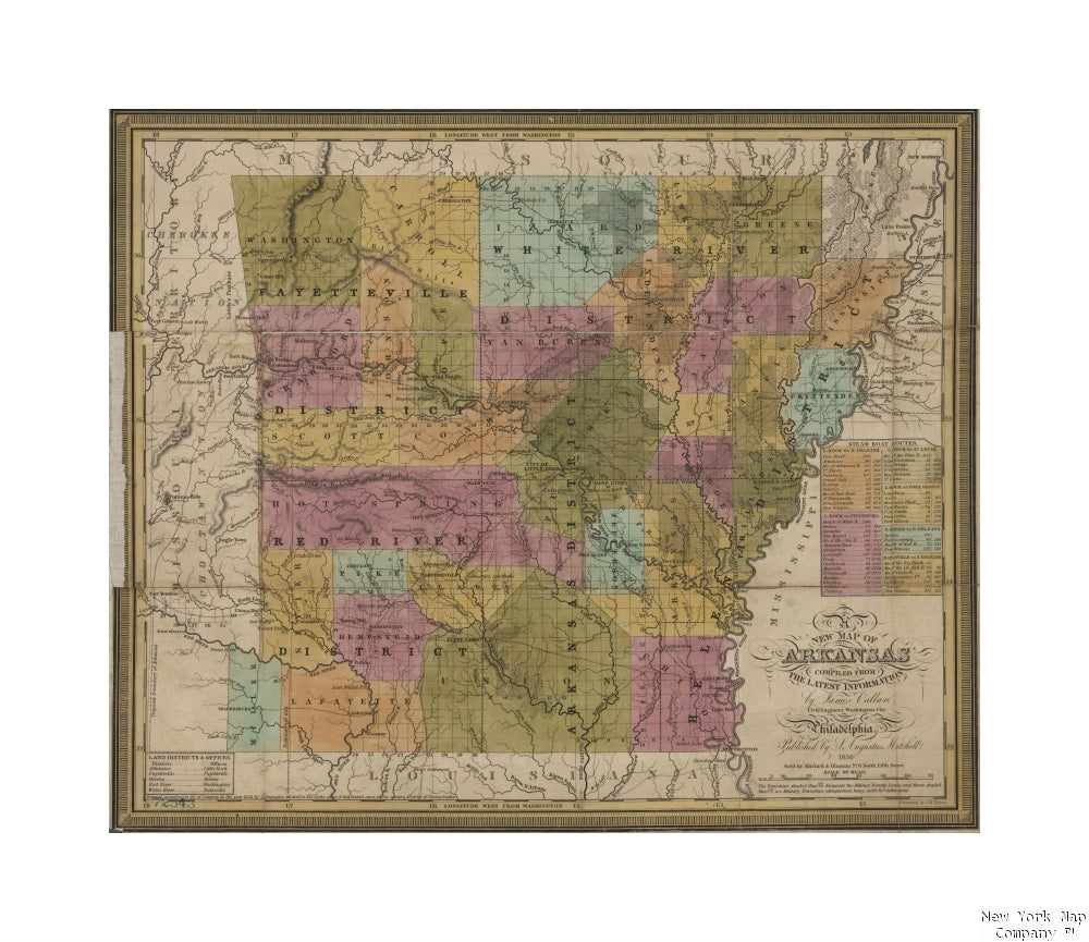 1836 map of Philadelphia A new map of Arkansas Callan, James (Civil engineer) (Compiler) Publisher/ S. Augustus Mitchell