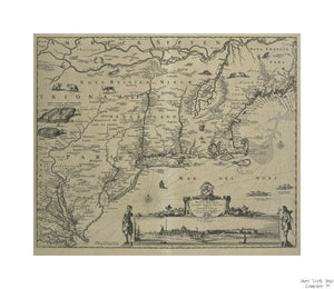 1651 - 1656 map of Novi Belgii Novaeque Angliae nec non partis Virginiae tabula multis in locis emendata. Visscher, Nicolaes (1618-1679 ) (Publisher) Publisher/ Nicolas Joannis Visscher - New York Map Company