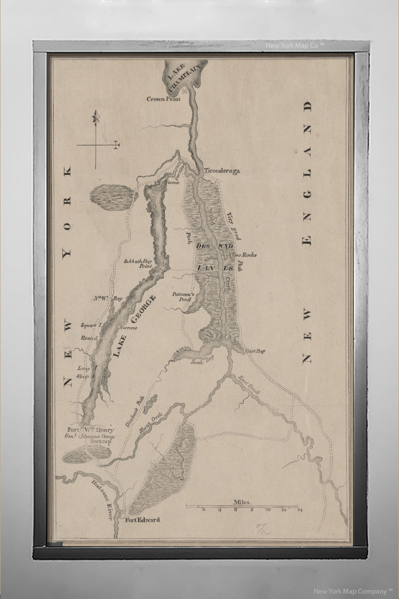 1850 (Inferred) map of New York, N.Y. Lake George, Fort Ticonderoga and vicinity Publisher/Notes: