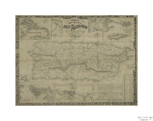 map of Mapa topografico de la isla de Puerto Rico; Contornos de Ponce inset with title of full page ma; Mapa de los contornos de San Juan de Puerto Rico inse ; Plano de San Juan de Puerto Rico inset. Colton, J. H. (Joseph Hutchins) (1800-1893 ) (Publishe