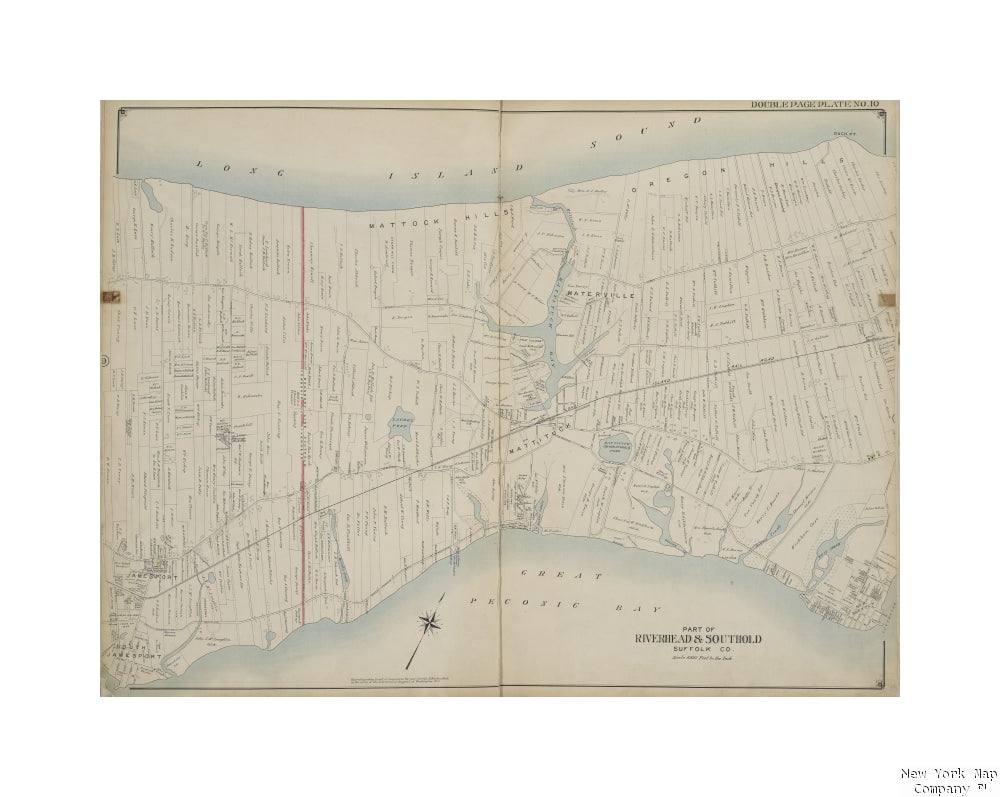 1902 - 1909 map of Brooklyn Suffolk County, V. 2, Double Page Plate No. 10 Map bounded by Long Island Sound, New Suffolk, Great Peconig BaSouth Jamesport, Jamespor Hyde, E. Belcher (Publisher) Publisher/ E. Belcher Hyde,