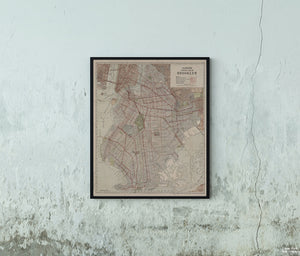 192- Map of New York Hammond's complete Map of Brooklyn. |Vintage Fine Art Repro