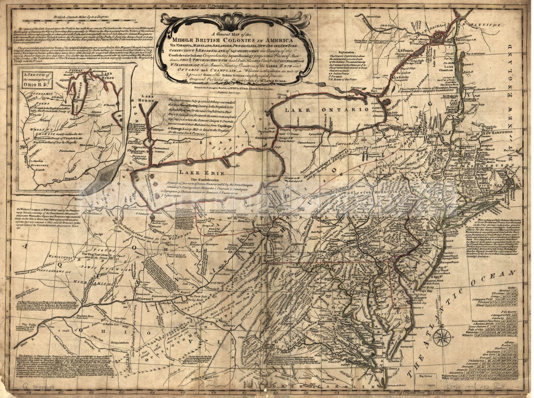 1771 Map|Title: A general map of the middle British colonies in America, viz. Vi - New York Map Company