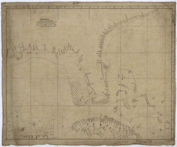 1757 map Descripcion de la costa de Tierra Firme desde el Rio de la Empalizada hasta Cavo de Clara. Por las latitudes y longitudes de Dn. Bartolome de Rosa. Cape Clara - New York Map Company